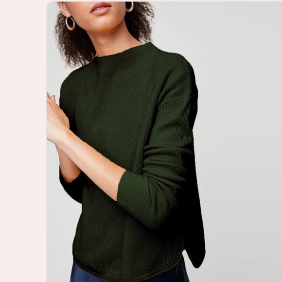 Babaton Chalmers Mock Knit Wool Blend Sweater Women’s Medium Green Pullover - Picture 1 of 11